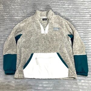 HOOEY LADIES‎ 1/4 ZIP FLEECE PULLOVER GREY W/TEAL SKU: HFP004GY-M